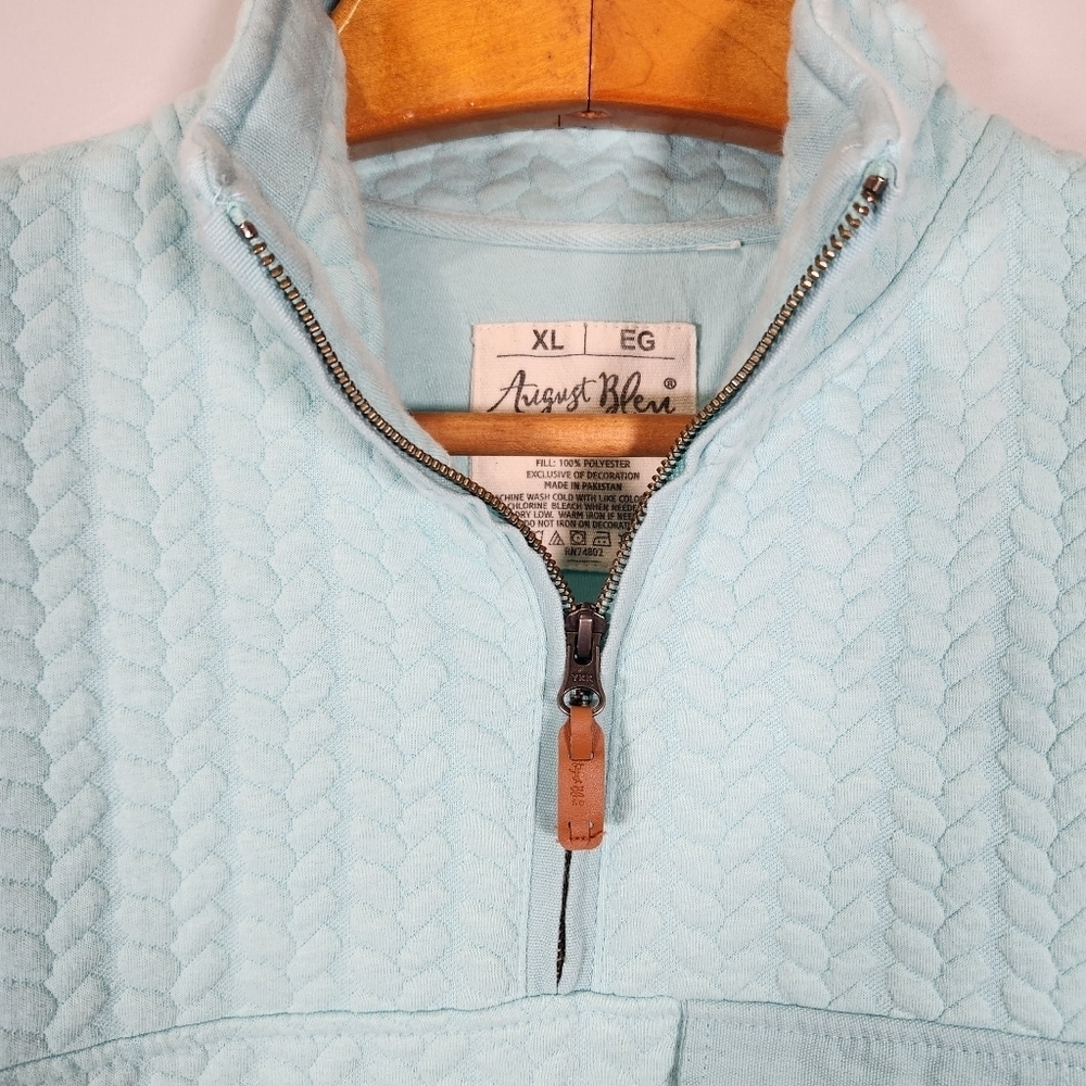 Aqua Blue Textured Turtleneck Sweater - Picture 7 of 10